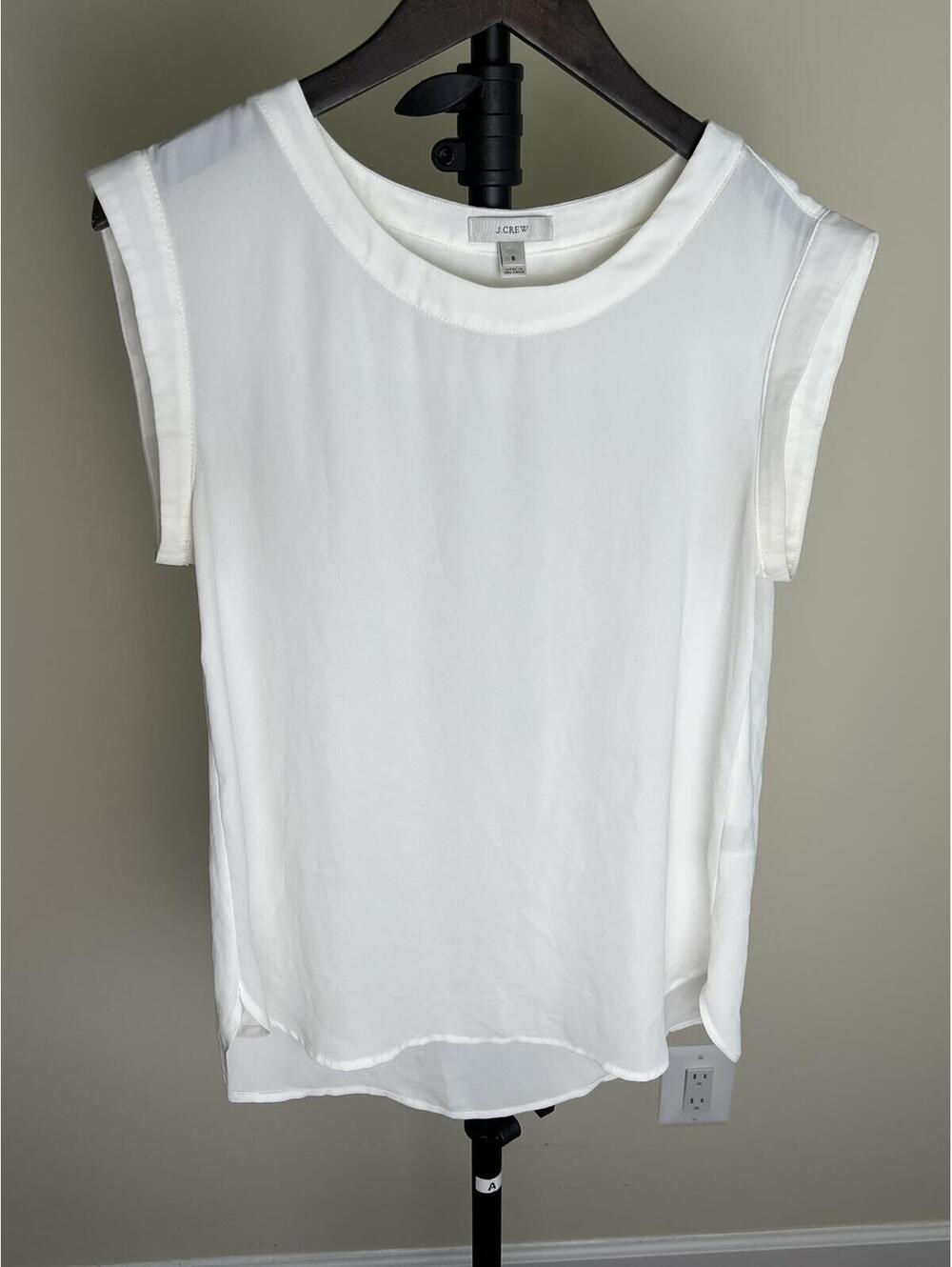 J.Crew White Sleeveless Blouse Size 8 Minimalist Layering Top Work Office Chic